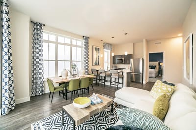 Bright and modern interior of a living space.