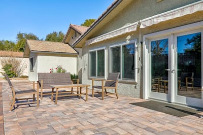 Patio area with outdoor seating at the facility