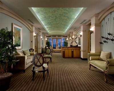 Interior lobby area of a senior living facility