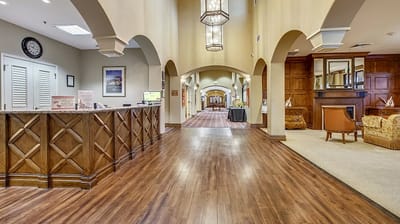 Bright interior view of the facility lobby area