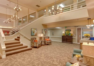 Bright and spacious interior of the facility with lounge areas