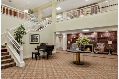 Bright and welcoming interior lobby area with seating