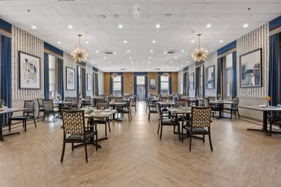 Dining room with tables set for meals