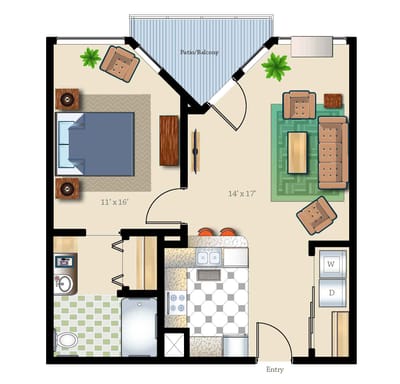 Architectural floor plan of a resident unit