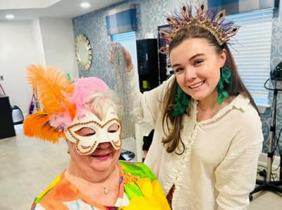 Residents enjoying a themed activity with decorations
