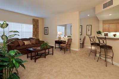 Interior view of a cozy living space with furniture