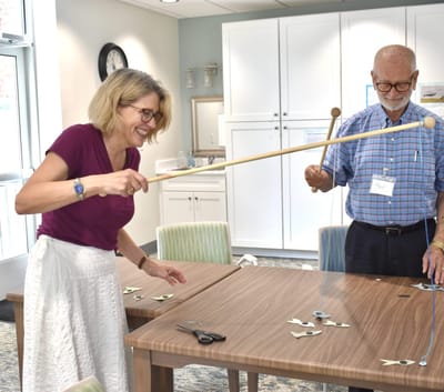 Residents participating in an activity with staff