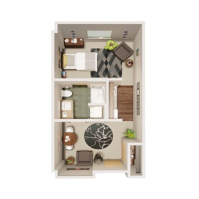 Floor plan of a private resident room