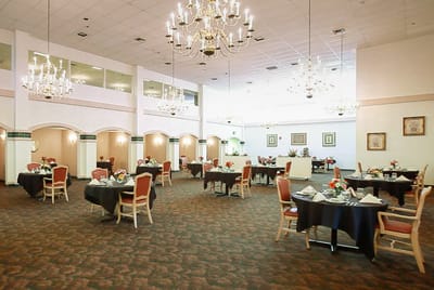Elegant dining room set for a meal service