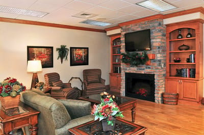 Cozy common area with comfortable seating and decor