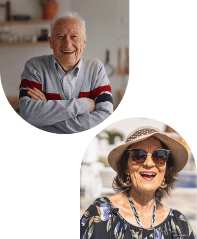 Two smiling seniors enjoying their time outdoors