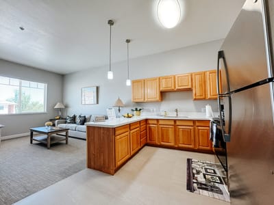 Bright interior of a living space in a retirement residence