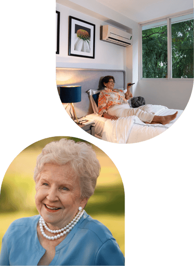 Resident in a well-furnished room with art