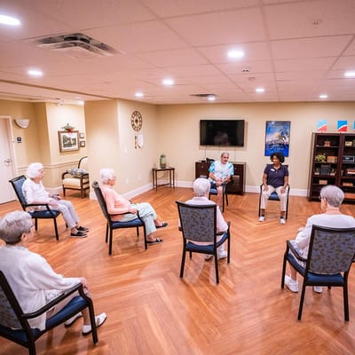Residents participating in an activity in a common area