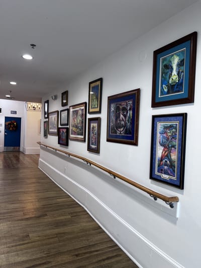 Art gallery on a hallway wall in the facility