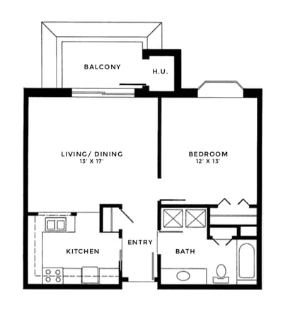 Architectural floor plan of a residential unit