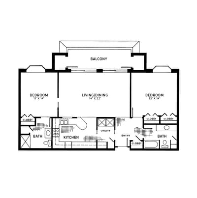 Architectural floor plan of a resident unit