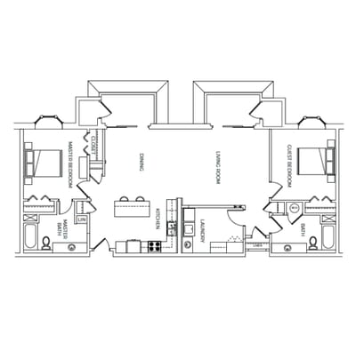 Architectural floor plan of a residential unit
