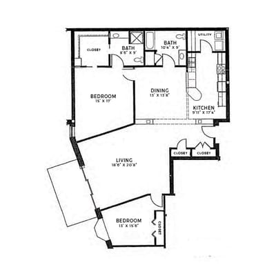 Architectural floor plan of living space
