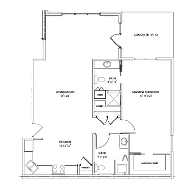 Architectural floor plan of a residential unit