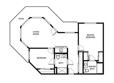 Architectural floor plan of a living space