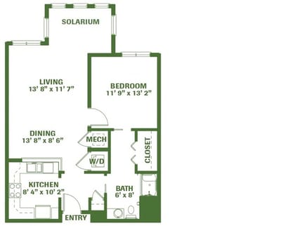 Architectural floor plan of a residential unit