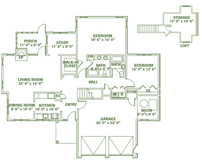 Architectural floor plan of a residential unit