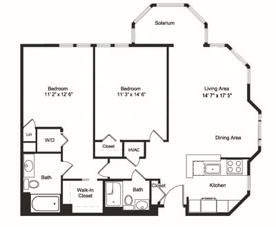 Architectural floor plan of a living unit
