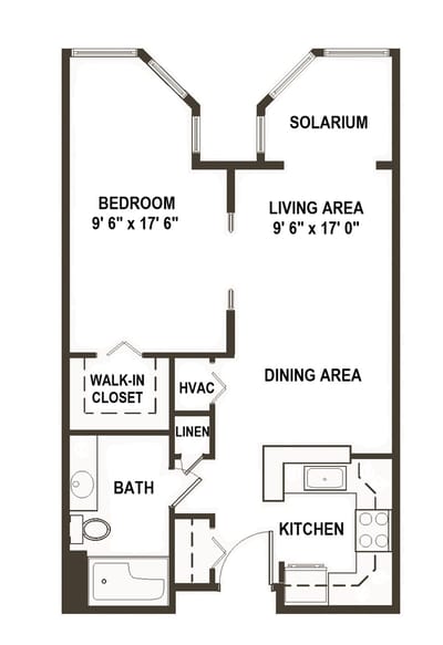 Architectural floor plan of a resident unit