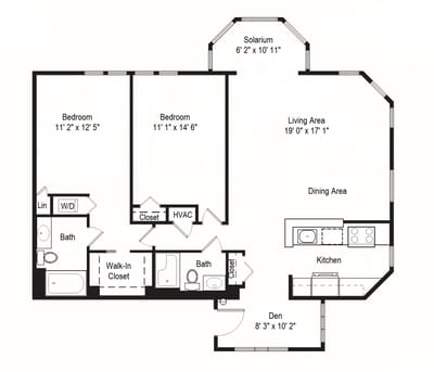 Architectural floor plan of a living space