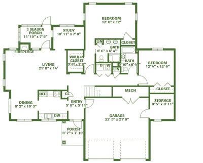 Architectural floor plan layout of a house