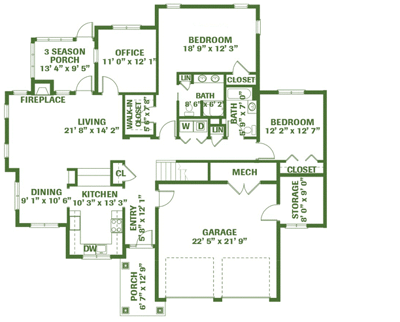Architectural floor plan of a residence
