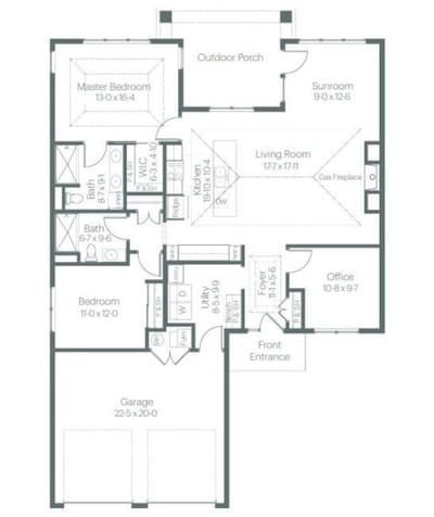 Architectural floor plan of a residence