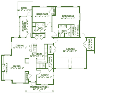 Architectural floor plan of a residential unit