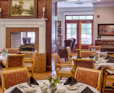 Interior dining area with tables and chairs