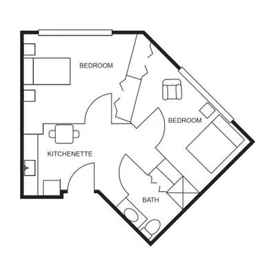 Architectural floor plan of a resident unit