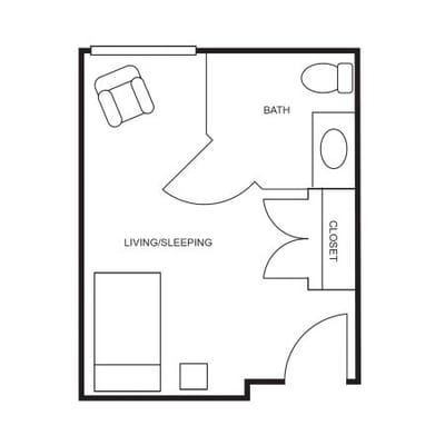 Architectural floor plan of a living space