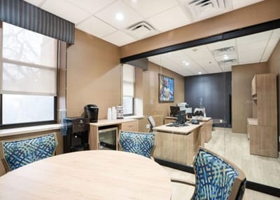A modern office space in a healthcare facility