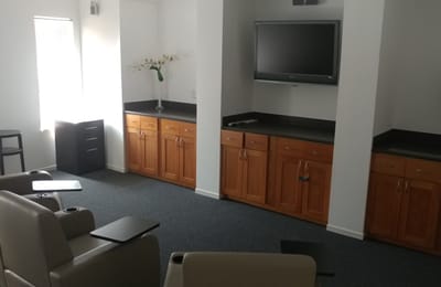 Interior view of a lounge area with furniture