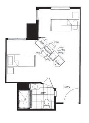 Architectural floor plan of a unit layout