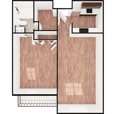Architectural floor plan of a resident unit