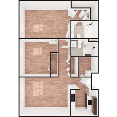 Architectural floor plan of a resident unit with layout