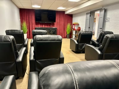 Interior view of a seating area in a communal room