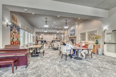 Residents engaged in activities in a common area