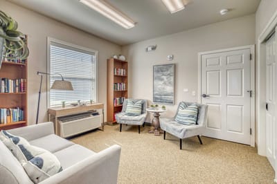 Cozy lounge area in an assisted living facility