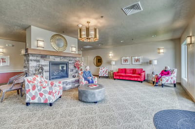Residents relaxing in a cozy common area