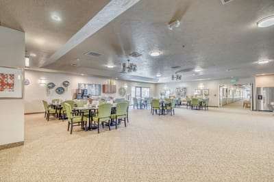 Common area with seating and dining spaces