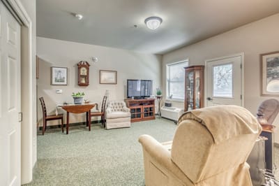 Interior of a cozy resident room with furniture