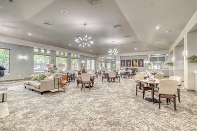 Spacious common area with seating and decor