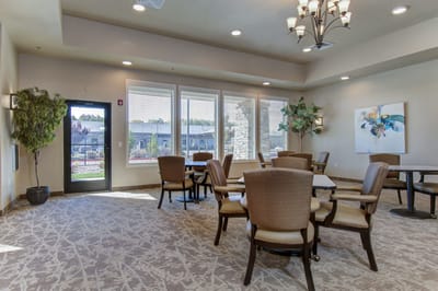 Comfortable common area in a senior living facility